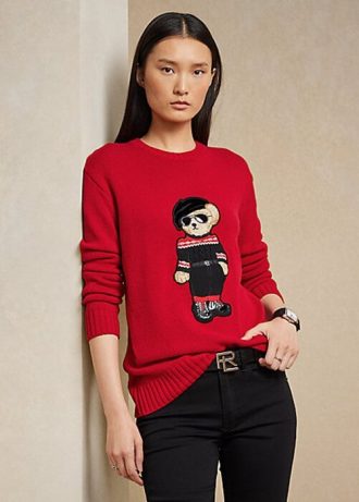Suéter Ralph Lauren Vermelho Feminino com Urso de Ano Novo
