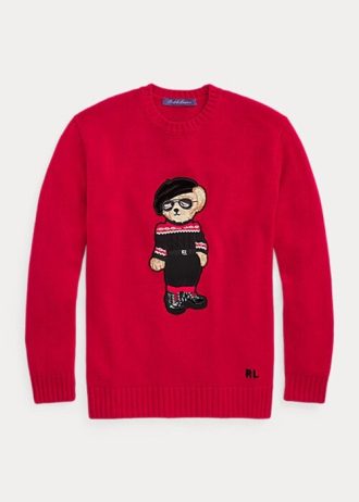 Suéter Ralph Lauren Vermelho Feminino com Urso de Ano Novo