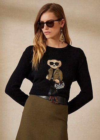 Suéteres de cashmere Ralph Lauren Utility Bear femininos pretos