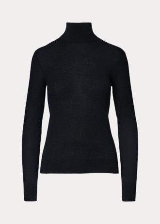 Suéteres de gola alta de cashmere Ralph Lauren femininos pretos