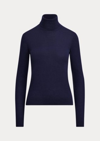 Suéteres de gola alta Ralph Lauren Cashmere femininos azul-marinho