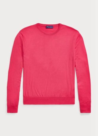 Suéteres de gola redonda de algodão Ralph Lauren masculinos rosa