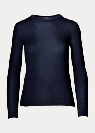 Suéteres de gola redonda Ralph Lauren Cashmere femininos azul-marinho