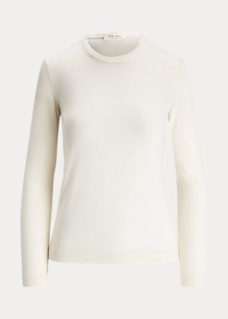 Suéteres de gola redonda Ralph Lauren Cashmere femininos creme