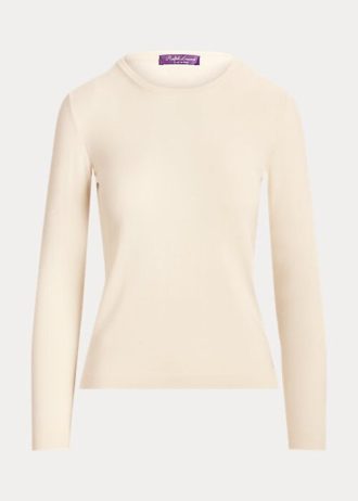 Suéteres de gola redonda Ralph Lauren Cashmere femininos creme