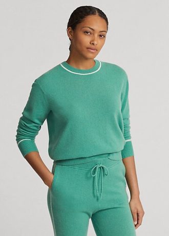 Suéteres de gola redonda Ralph Lauren Cashmere femininos verdes
