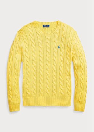 Suéteres de malha de algodão Ralph Lauren masculinos amarelos