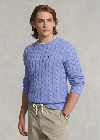 Suéteres de malha de algodão Ralph Lauren masculinos roxos