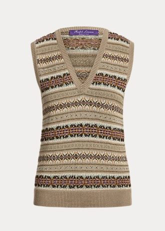 Suéteres femininos multicoloridos Ralph Lauren com detalhes Fair Isle