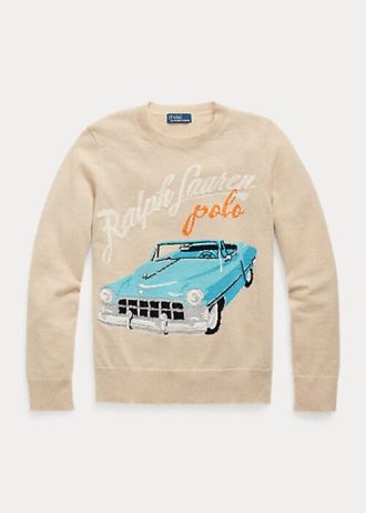 Suéteres Ralph Lauren ar-Motif de mistura de cashmere bege femininos