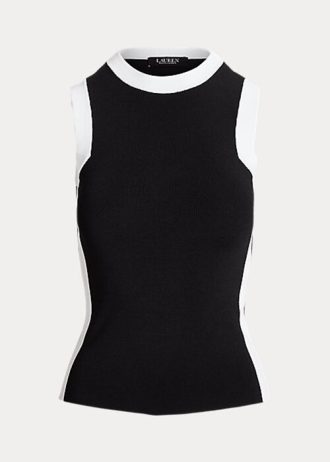 Suéteres Ralph Lauren bicolor sem mangas femininos pretos e brancos