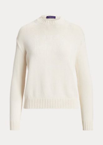 Suéteres Ralph Lauren RL de mistura de algodão branco feminino