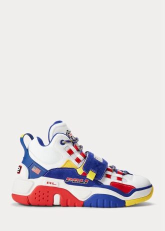 Tênis cano alto Ralph Lauren PS100 masculino branco/azul royal