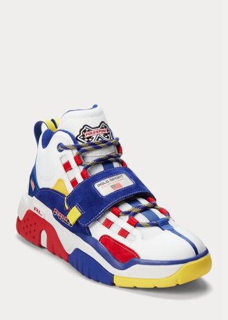 Tênis cano alto Ralph Lauren PS100 masculino branco/azul royal