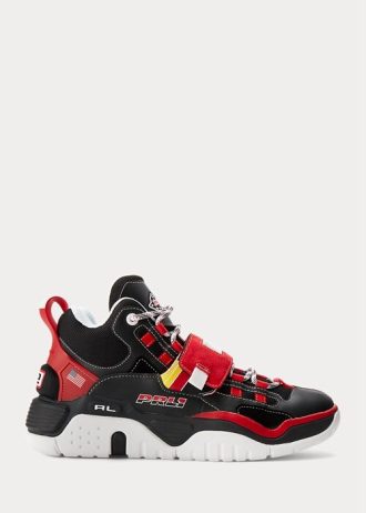 Tênis cano alto Ralph Lauren PS100 masculino preto/vermelho