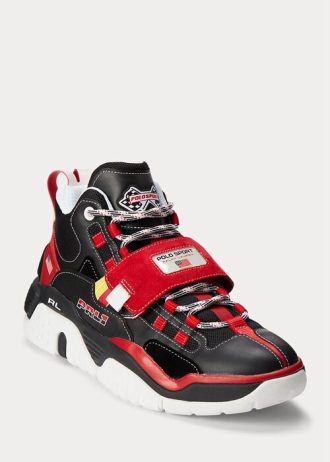 Tênis cano alto Ralph Lauren PS100 masculino preto/vermelho