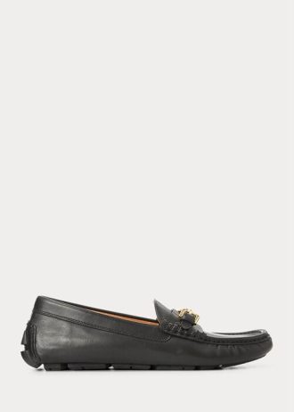 Tênis casual masculino Ralph Lauren Anders Leather Driver preto