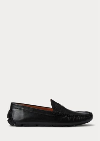 Tênis casual masculino Ralph Lauren Anders Leather Driver preto