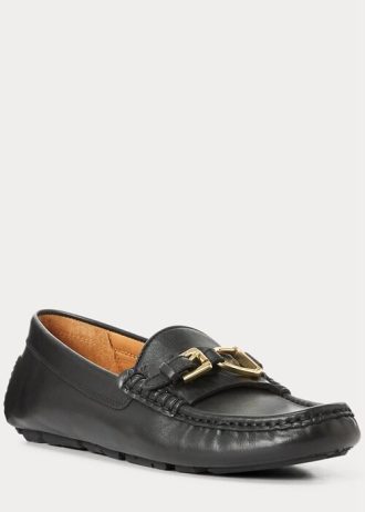 Tênis casual masculino Ralph Lauren Anders Leather Driver preto