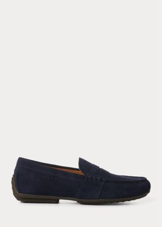 Tênis casual masculino Ralph Lauren Reynold Suede Driver azul marinho
