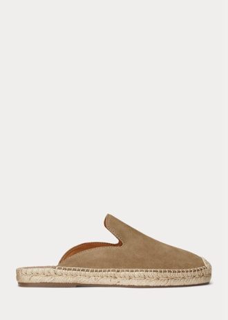 Tênis casual Ralph Lauren Cevio Suede Mule masculino cáqui