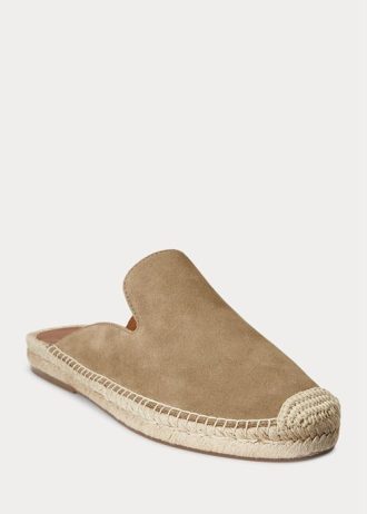 Tênis casual Ralph Lauren Cevio Suede Mule masculino cáqui