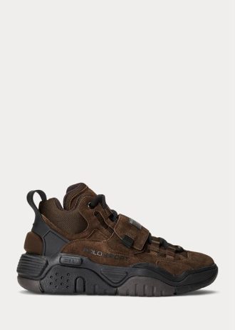 Tênis de camurça cano alto Ralph Lauren PS100 Chocolate Masculino
