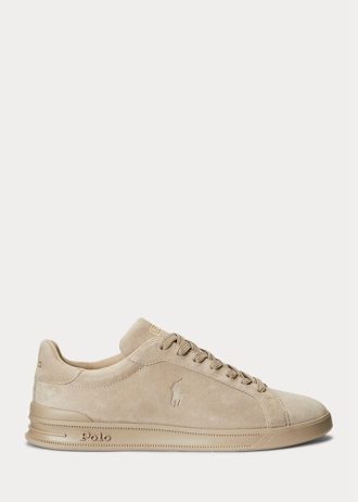 Tênis de camurça Ralph Lauren Heritage Court II masculino cáqui