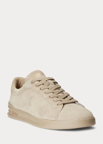 Tênis de camurça Ralph Lauren Heritage Court II masculino cáqui